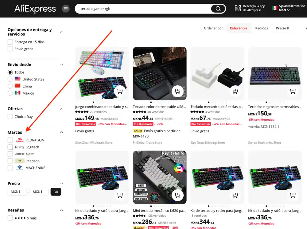 marcas de teclado gamer en aliexpress