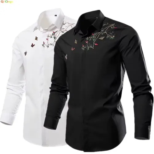 camisa bordada de hombre en AliExpress México