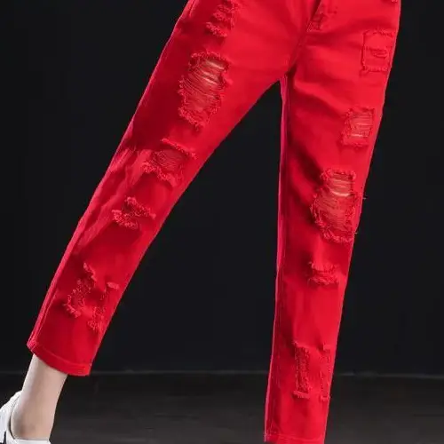 jeans rojo para mujer en AliExpress México
