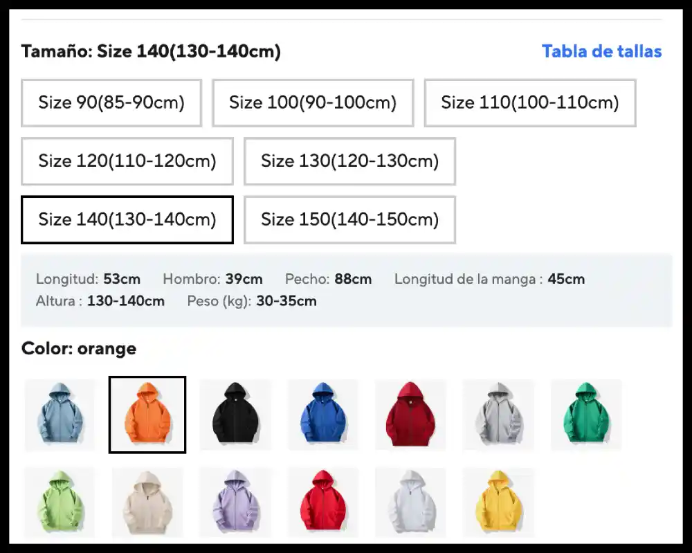 elegir Sudaderas para Niñas por talla en AliExpress México