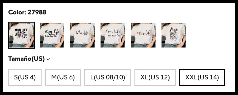 elegir talla de playera para mujer en AliExpress México