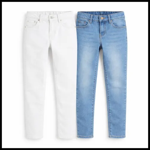 jeans blancos y azules para niñas en AliExpress México