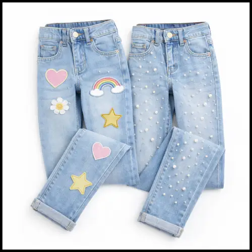 jeans con parches y perlas para niñas en AliExpress México