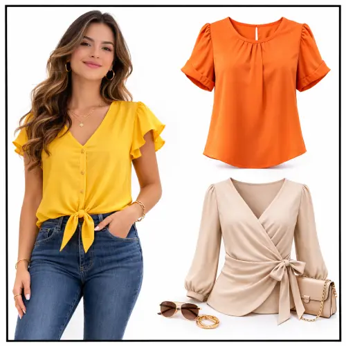 Blusas amarillas, naranja y beige en AliExpress México