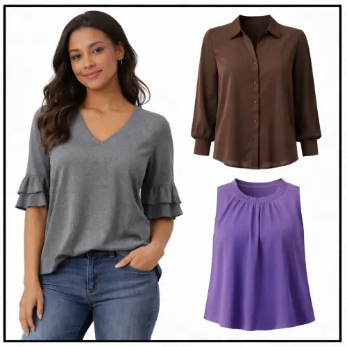 Blusas gris, cafe, lila y morada en AliExpress México
