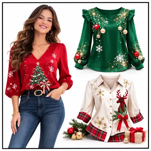 Blusa navideña mujer en AliExpress México