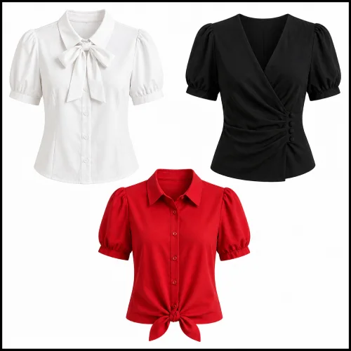 Blusas blancas, negras y rojas en AliExpress México