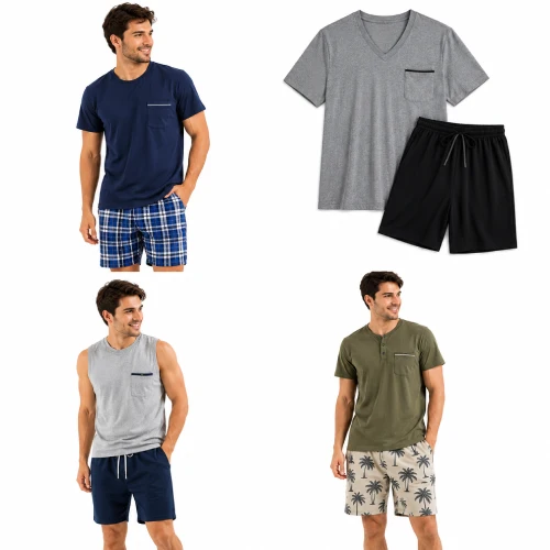 Pijama hombre short y conjuntos cortos para hombre en AliExpress México