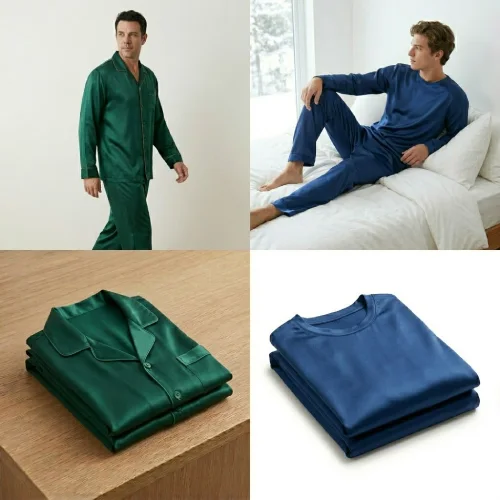Pijama de seda y pijamas satinadas para hombre en AliExpress México