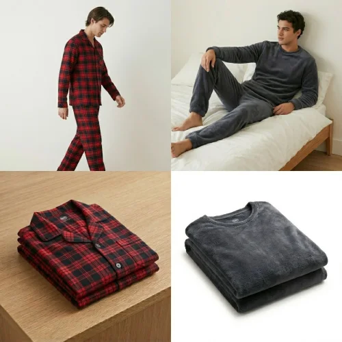 Pijama franela hombre y conjuntos afelpados para hombre en AliExpress México