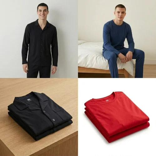 Pijama negra hombre, pijama azul hombre y pijama rojo hombre en AliExpress México