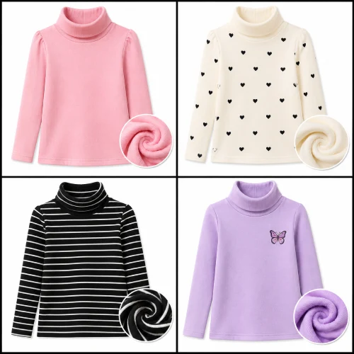 Playeras cuello de tortuga y manga larga para niñas