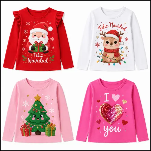 Playeras navideñas y de San Valentín para niñas en AliExpress México