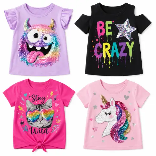 Playeras locas y con lentejuelas para niñas en AliExpress México